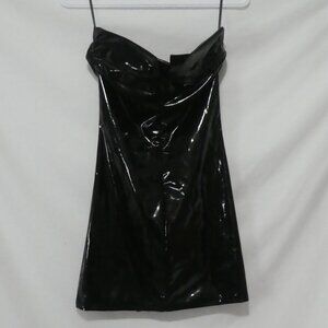 SHEIN | xs - extra small | Strapless Zip-Up Closure | Lined Shiny Black Dress